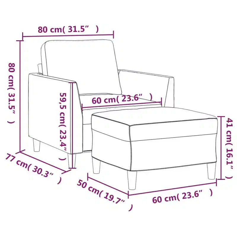 Fauteuil simple avec repose-pieds en similicuir noir