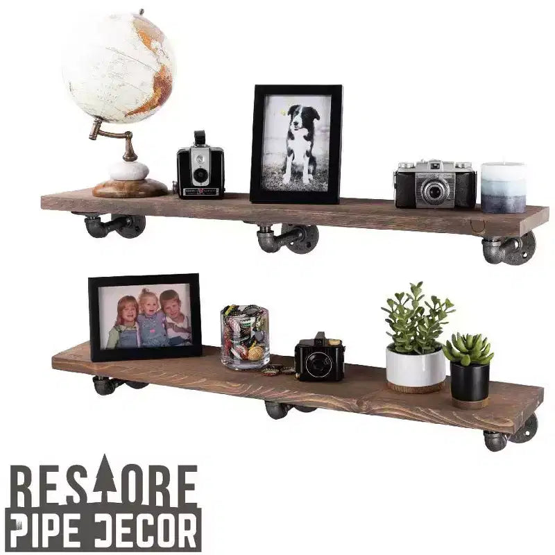 Étagères Tan Driftwood de 36 po avec des supports en L