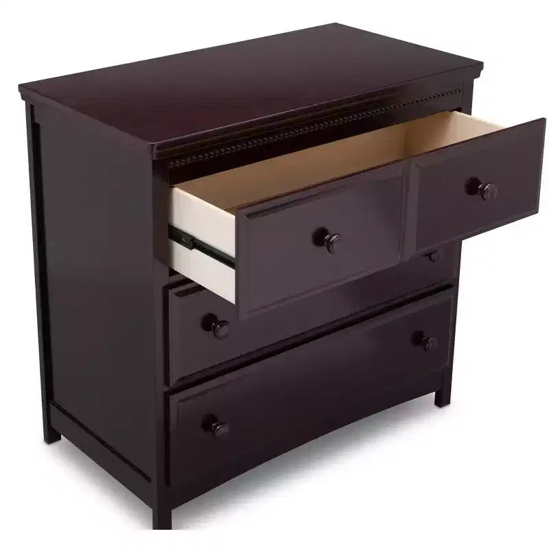 Commode 3 tiroirs avec plan à langer et tiroirs à verrouillage, chocolat foncé