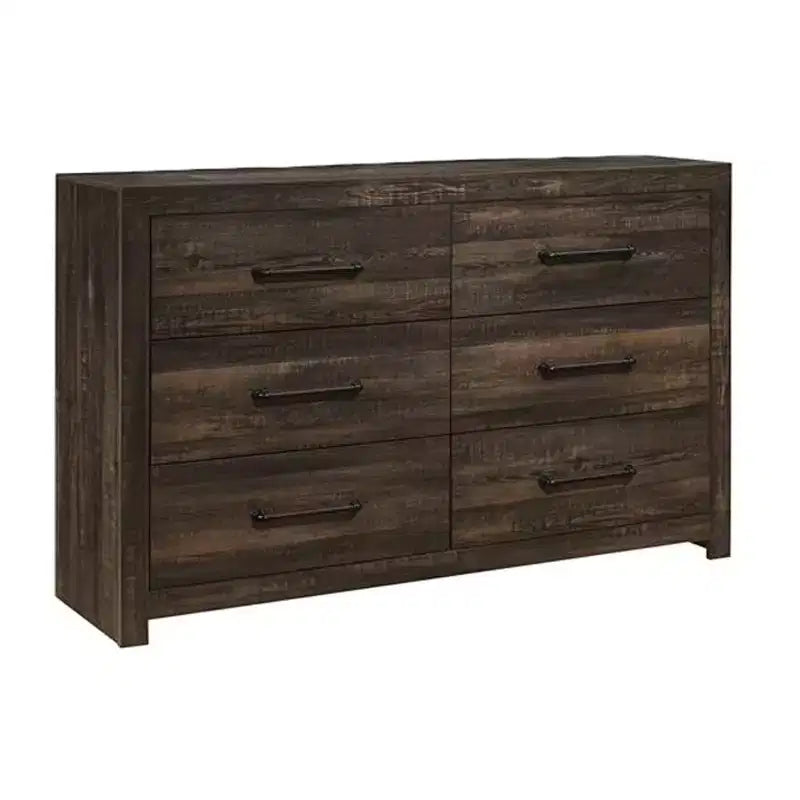 Commode horizontale en fer de 50,8 cm de haut avec 6 tiroirs, finition marron