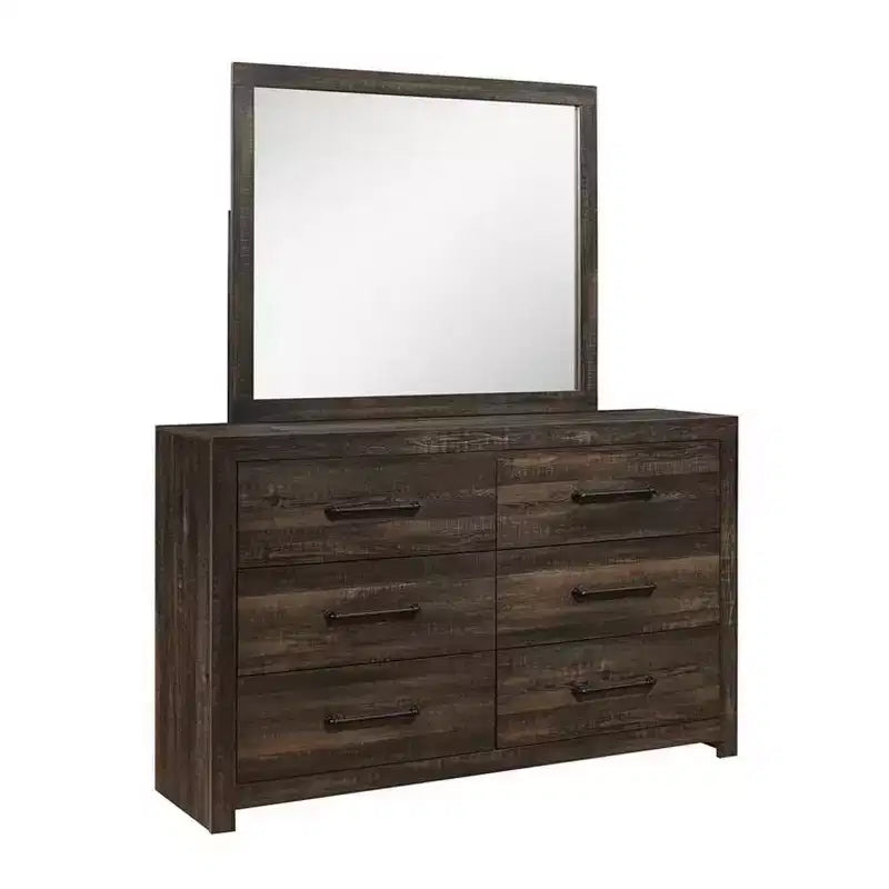 Commode horizontale en fer de 50,8 cm de haut avec 6 tiroirs, finition marron