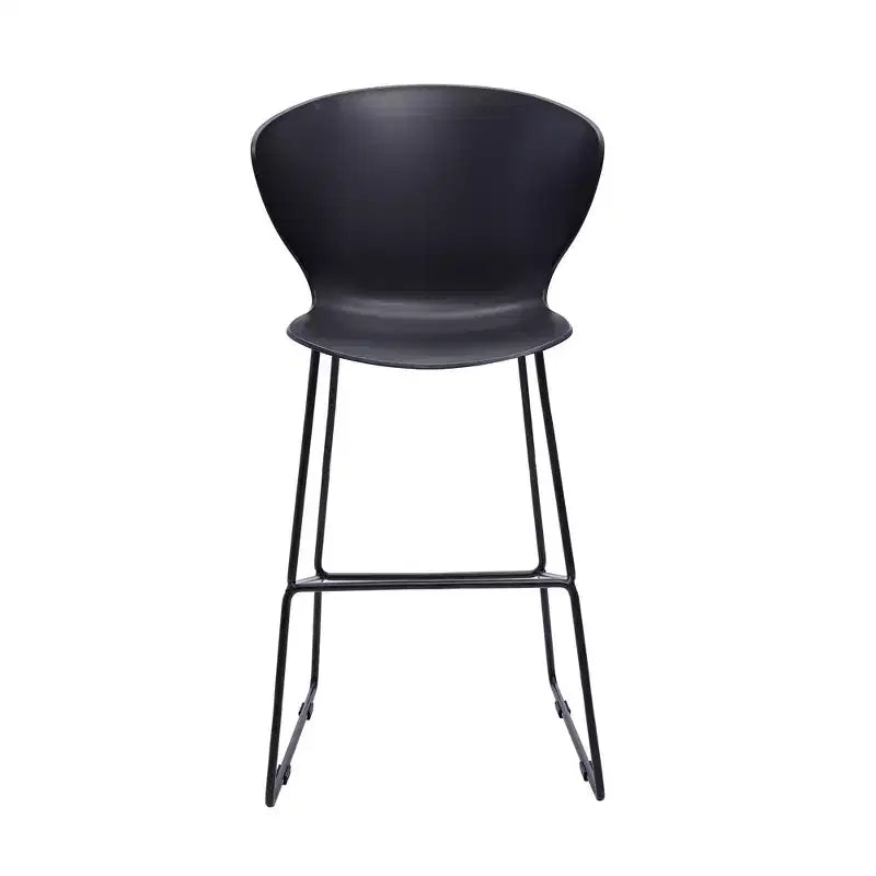 Tabourets de bar noirs à dossier bas, en plastique et métal résistants, hauteur d'assise de 76 cm