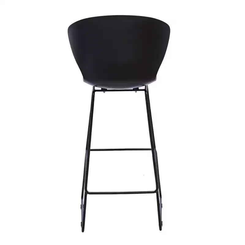 Tabourets de bar noirs à dossier bas, en plastique et métal résistants, hauteur d'assise de 76 cm
