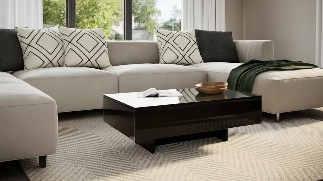 Coffee Table High gloss black MDF with a high gloss finish Medium