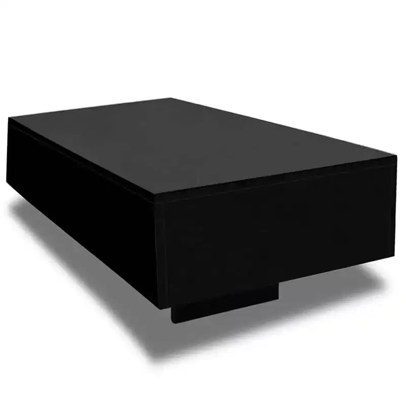 Table basse, MDF noir brillant, rectangulaire moderne, 85 cm