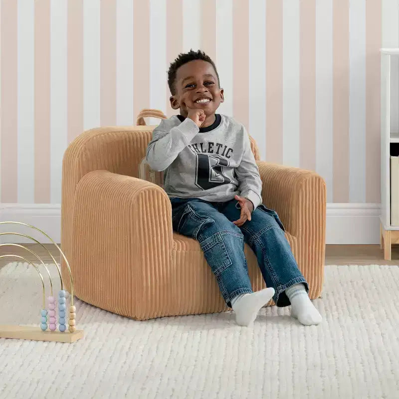 Fauteuil enfant en velours côtelé, beige