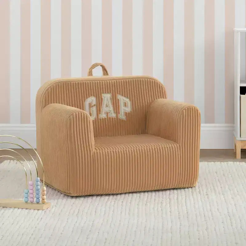 Fauteuil enfant en velours côtelé, beige