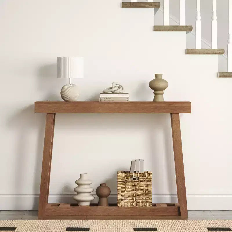 Console en bois avec étagère inférieure 43 L x 12 P x 32 H