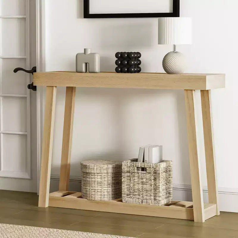 Console en bois avec étagère inférieure 43 L x 12 P x 32 H