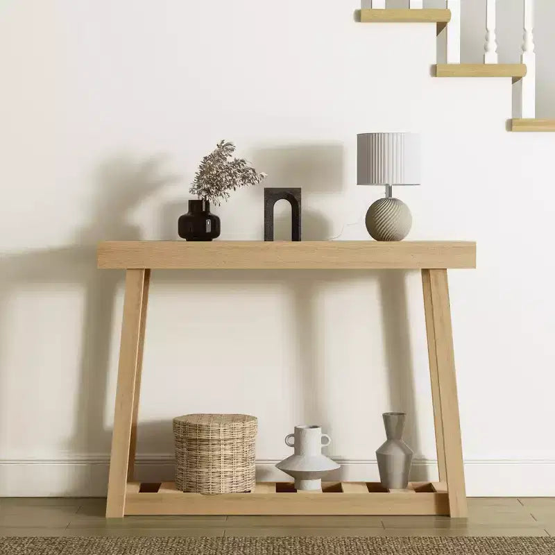 Console en bois avec étagère inférieure 43 L x 12 P x 32 H