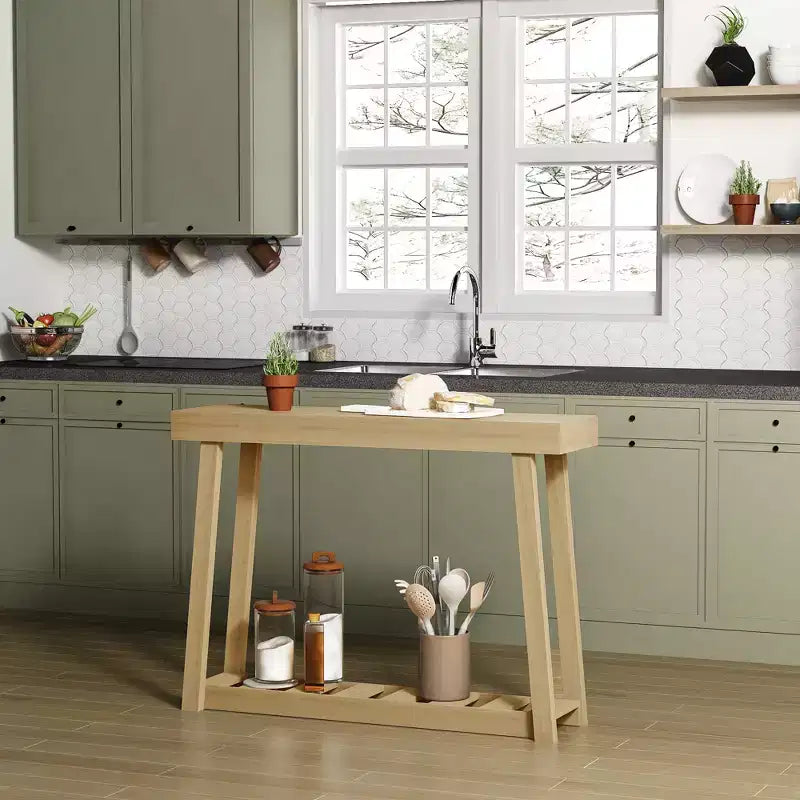 Console en bois avec étagère inférieure 43 L x 12 P x 32 H