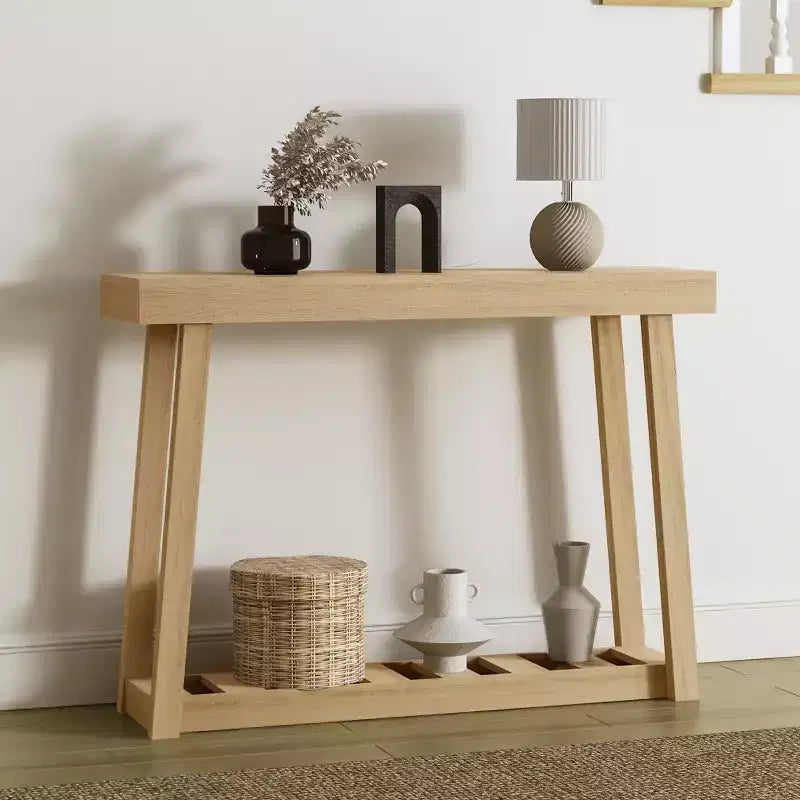 Console en bois avec étagère inférieure 43 L x 12 P x 32 H