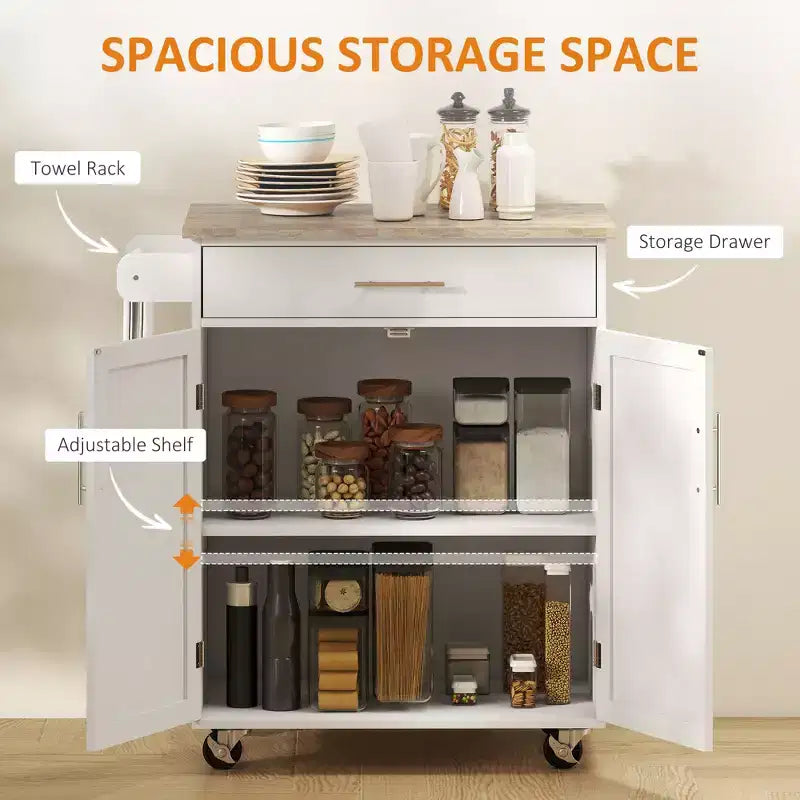 Dessertes de cuisine roulantes avec tiroir, armoire de rangement et porte-serviettes