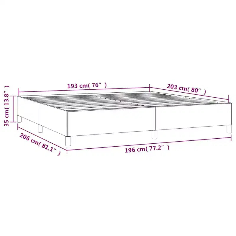 Cadre de lit plateforme King Size, rembourré gris foncé, sans tête de lit, dégagement de 35 cm