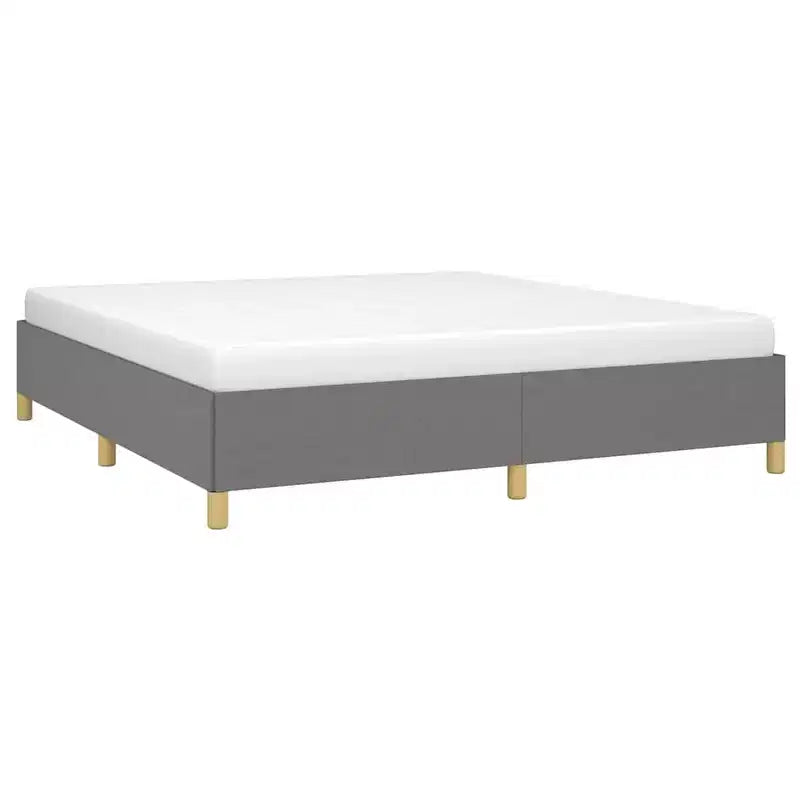 Cadre de lit plateforme King Size, rembourré gris foncé, sans tête de lit, dégagement de 35 cm