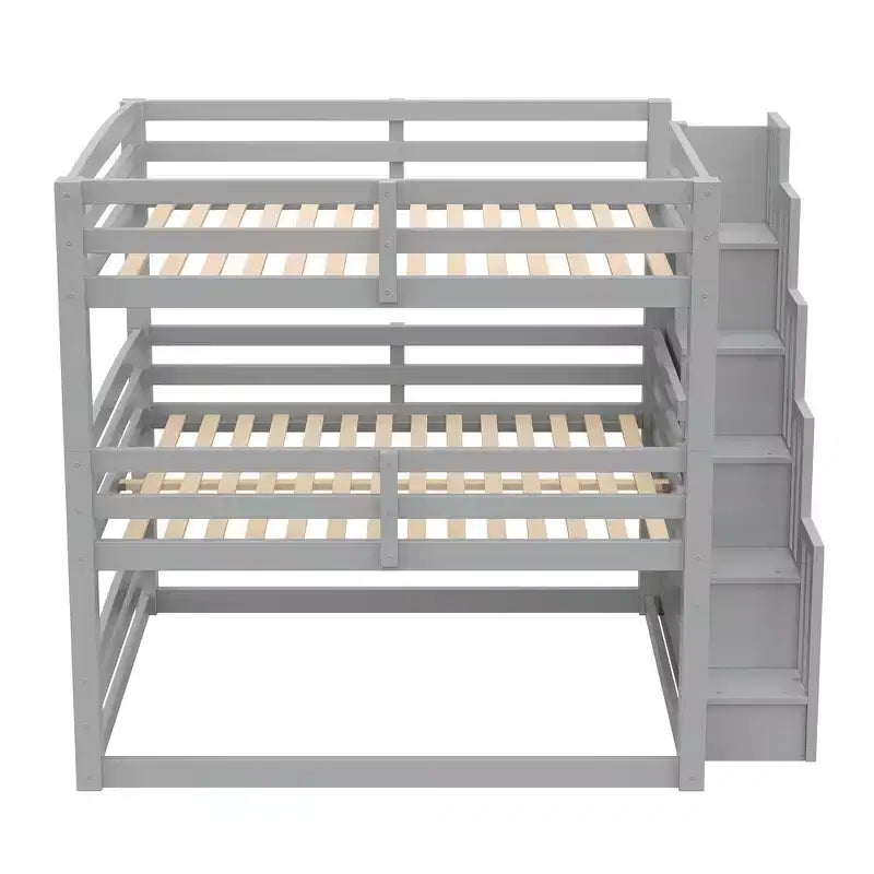 Lit superposé triple pour jumeaux avec escalier de rangement, conception séparée