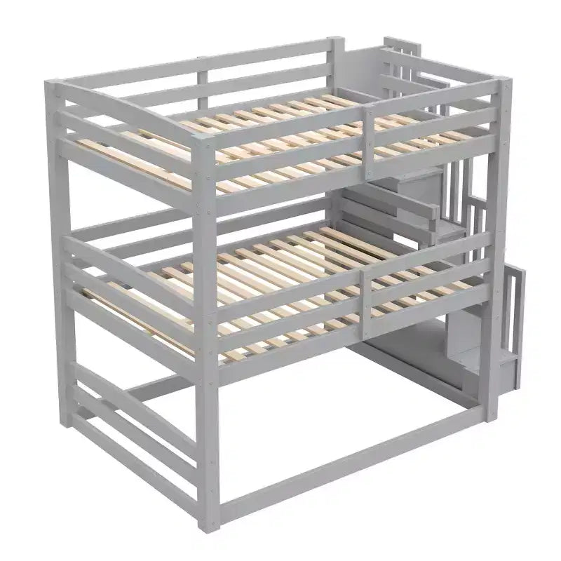 Lit superposé triple pour jumeaux avec escalier de rangement, conception séparée