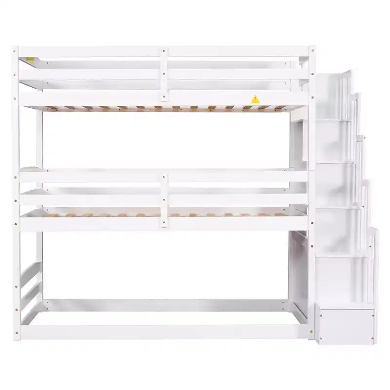 Lit superposé triple pour jumeaux avec escalier de rangement, conception séparée