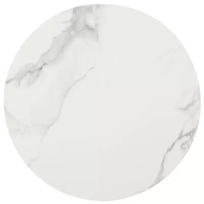 Table basse ronde avec plateau en céramique, blanc cassé