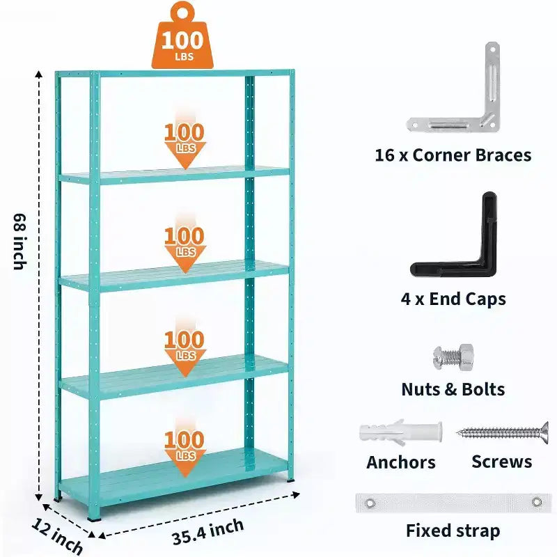 Étagère de rangement à 5 niveaux, en métal robuste, tablettes réglables pour garage, cellier et cuisine