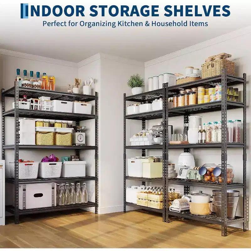 Étagère de rangement métallique à 5 niveaux, capacité de 900 kg, rayonnage ajustable pour garage, cuisine, salle de bain et entrepôt