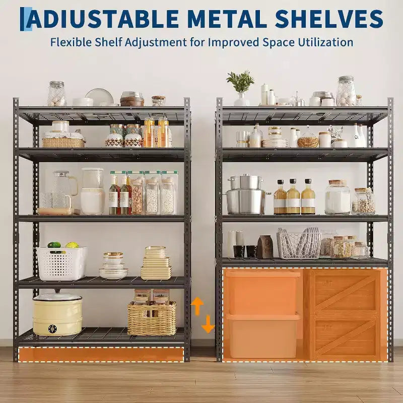Étagère de rangement métallique à 5 niveaux, capacité de 900 kg, rayonnage ajustable pour garage, cuisine, salle de bain et entrepôt