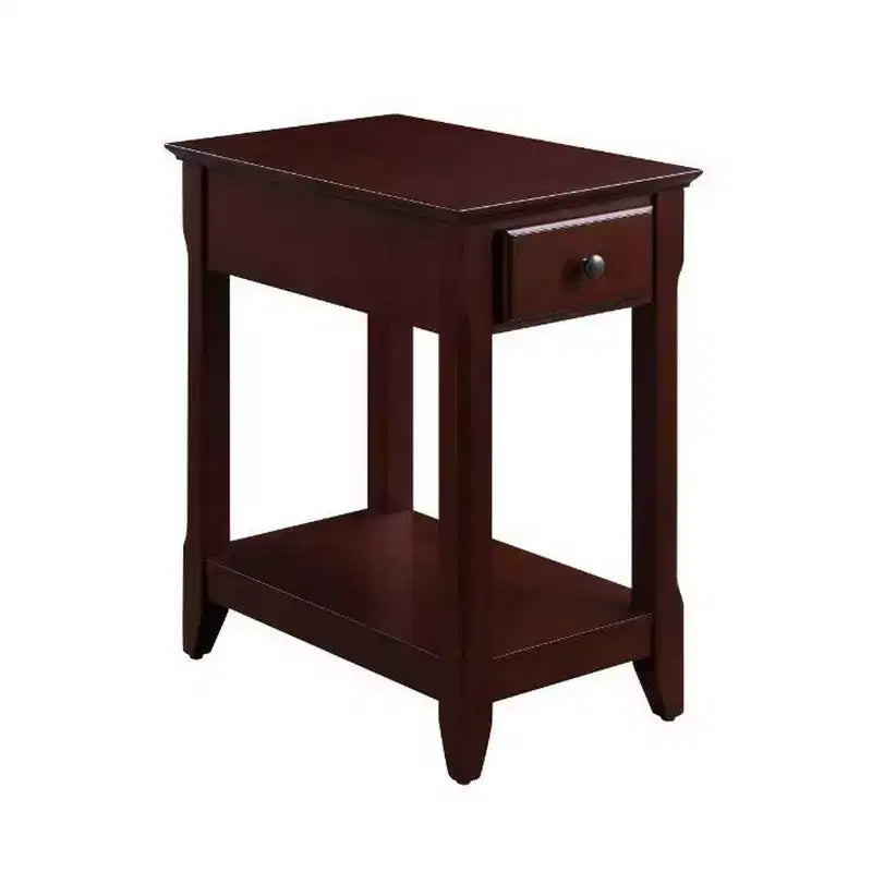 Table d'appoint avec 1 tiroir et une étagère inférieure, marron