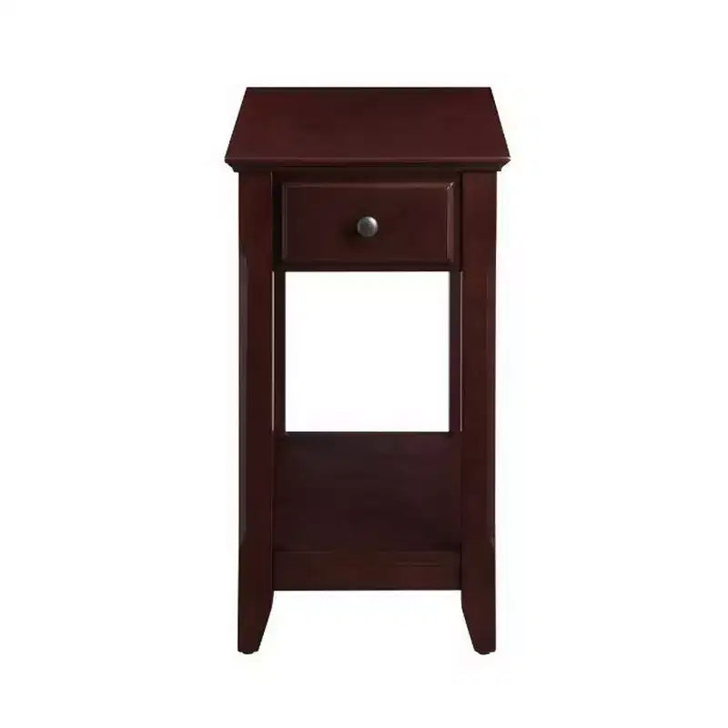 Table d'appoint avec 1 tiroir et une étagère inférieure, marron