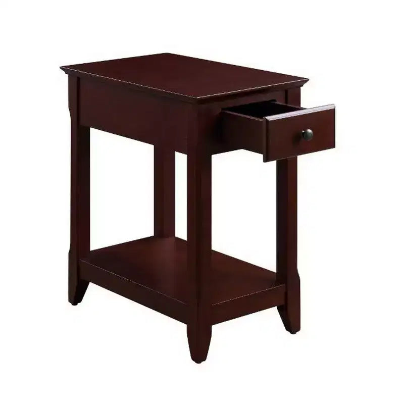 Table d'appoint avec 1 tiroir et une étagère inférieure, marron